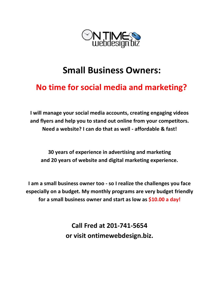 OTWebDesign's tweet image. Snow Day Special - Free Custom 30 Second Promotional Video - ($150 value) For The 1st 5 NJ Business Owners To E-Mail Me At Fred@OnTimeWebDesign.biz. No Obligation To Buy A Thing.! #smallbusiness #bergencounty #websitedesign #pascackvalley #paramus #passaiccounty #northjersey #NJ
