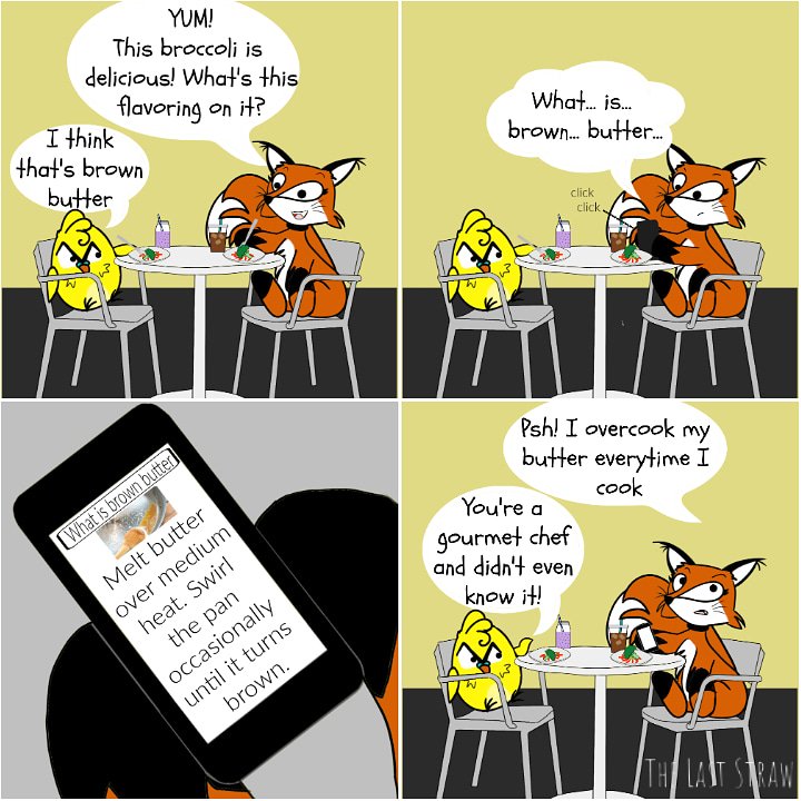 laststrawcomic's tweet photo. That's all it is?🐥🦊🥦
✍Written by: @DJDarklord
👩‍🎨Illustration by: @NMchauprints
•
#thelaststraw #lol #funny #comedy #fox #bird #originalcharacters #comic #comics #comicstrip #lenovo #lenovoflex5 #artrage #picmonkey #broccoli #brownbutter #recipe #gourmetchef #googleeverything https://t.co/UIu9yPonUY