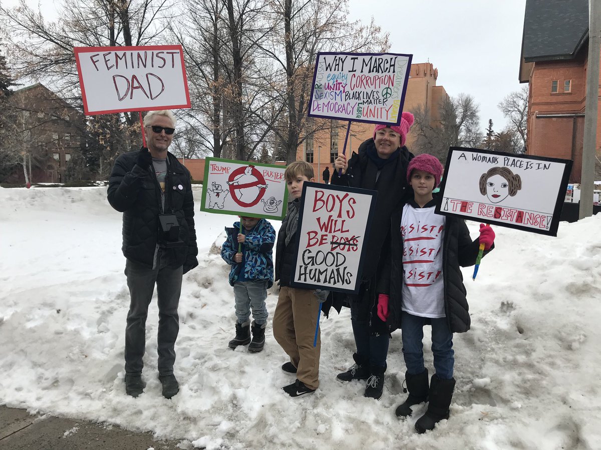 MikeMcCreadyPJ's tweet photo. Thank you @SenatorTester for your support of women across the country! Proud to march with my family in Bozeman today! https://t.co/ngIuCAYfVe
