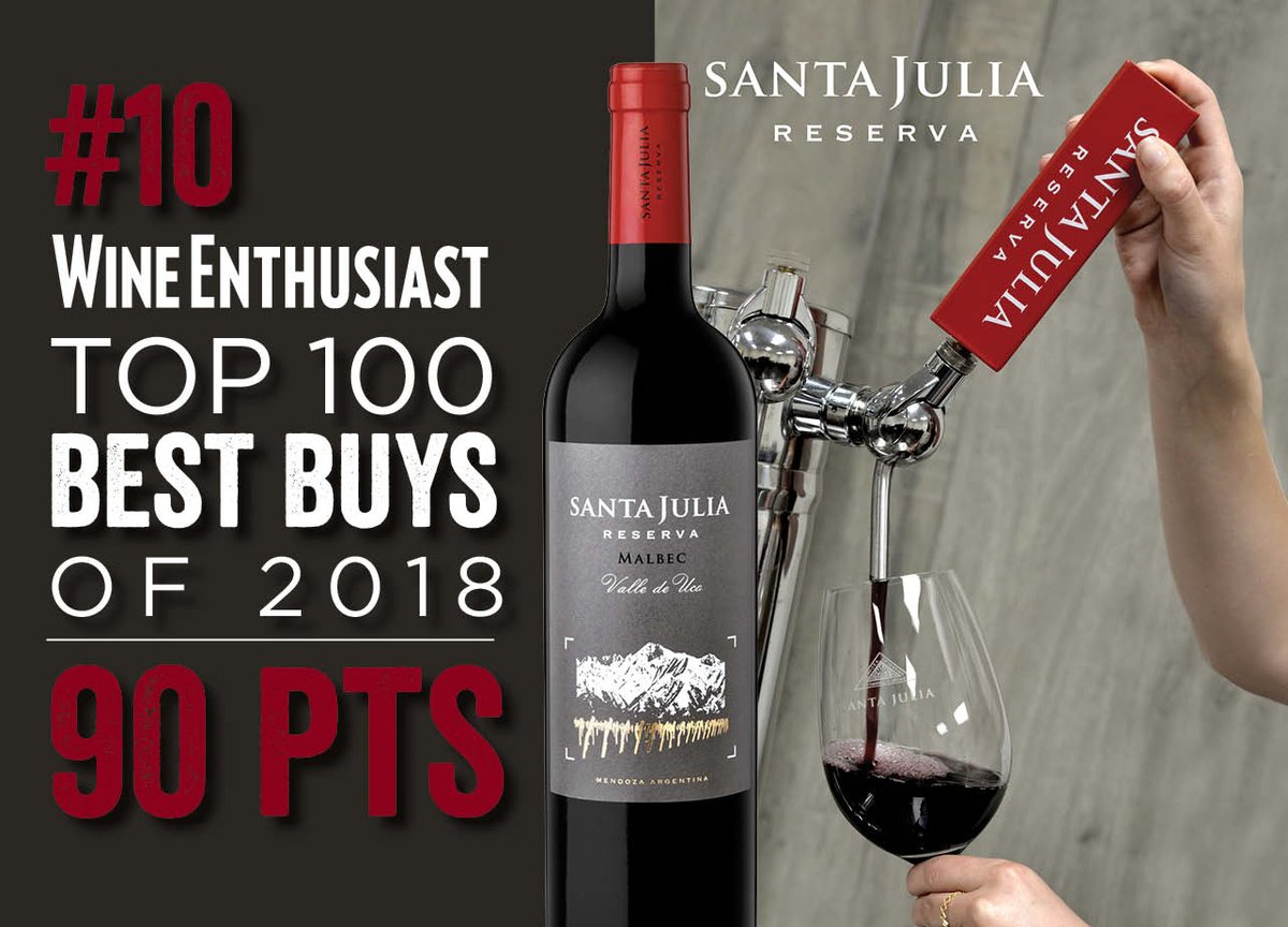 winesellersltd's tweet image. Top 100 Best Buys of 2018 plus a 90 point score! Perfect Malbec for the winter. @WineEnthusiast @SantaJuliaARG #Malbec #90points #WineEnthusiast #RedWine #WinesofArgentina
