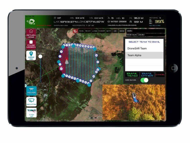 DroneSAR features #7 - Share Location

Once the Team members have been added (see feature #6), share the drone location details with the selected teams as the drone flies. Why not include C&amp;C to help increase their situational awareness as you fly your missions in the field.