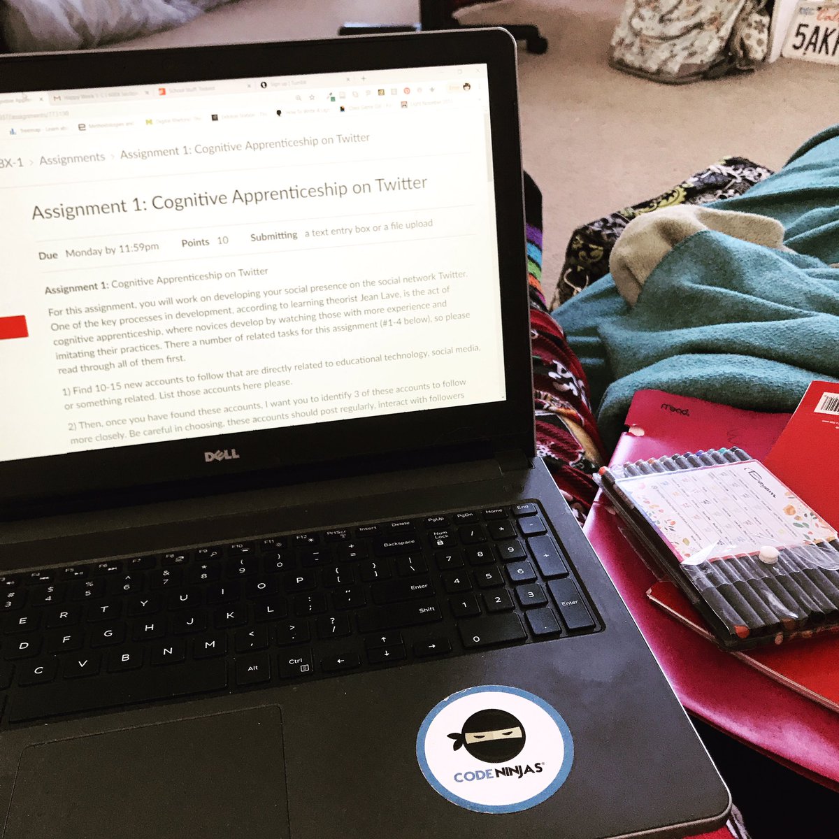 L_A_Malone's tweet photo. #homework and pajamas today. #gradschool #digirhet https://t.co/H9ciP5WEyP