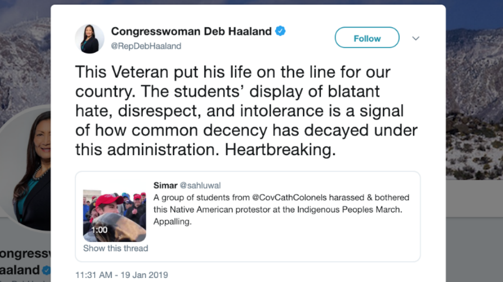 Native American lawmaker slams “blatant hate” in viral video of students in MAGA gear harassing Native elder http://hill.cm/VLJXueU