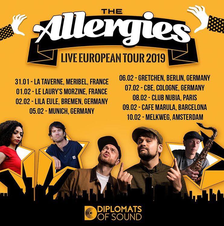 The Allergies bringing the #funk and #hiphop to Melkweg, Amsterdam 🇳🇱 on #February 10th '19 #eurotour #TheAllergies @Diplomats_sound <a href="/JalapenoRecords/">Jalapeno Records</a> <a href="/melkweg/">Melkweg</a> <a href="/bpi_music/">BPI</a> #mrwoodnote #Amsterdam  🎹 <a href="/eartothetrack/">Andy Cooper</a> 🎤<a href="/HoneyBadgerFunk/">Smith and The Honey Badgers</a> 🎷<a href="/Mr_Woodnote/">Mr Woodnote</a>