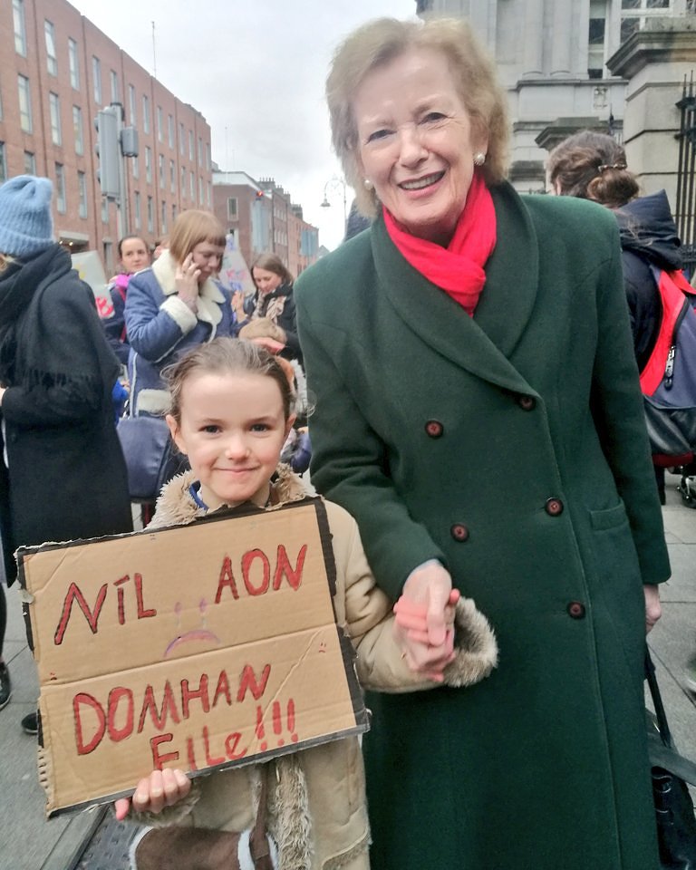 The children's climate change rally became extra special for me & my girl when we bumped into the incredible Mary Robinson. She's done more than anyone on the international stage to raise the issue of climate change.  #ClimateCaseIreland #humanrights #intergenerationalsolidarity