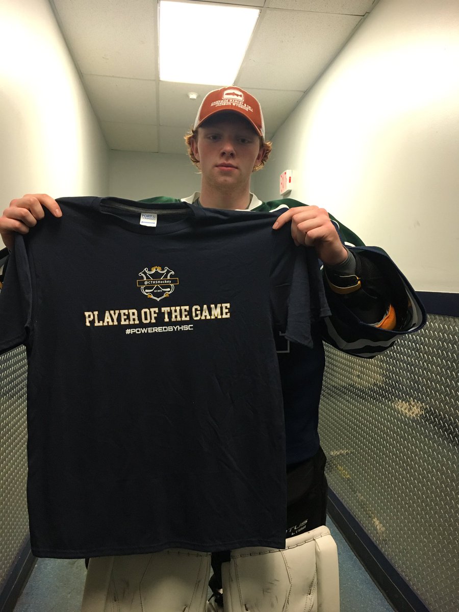 BlanchardD26's tweet photo. Despite losing 2-1 Max Vittuci was by far the best player of the ice and tonight’s @CTHSHockey Player Of The Game powered by @HamdenSport. Max had 30 saves and maybe 4 of them were routine. Congrats Max! #cthk https://t.co/Rsg2R3ZZft