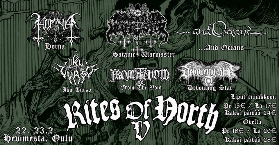 Next ...and Oceans gig in our home country with great line-up!! 
#horna #ikuturso #devouringstar #fromthevoid #andoceans #satanicwarmaster #finnishblackmetal #blackmetal