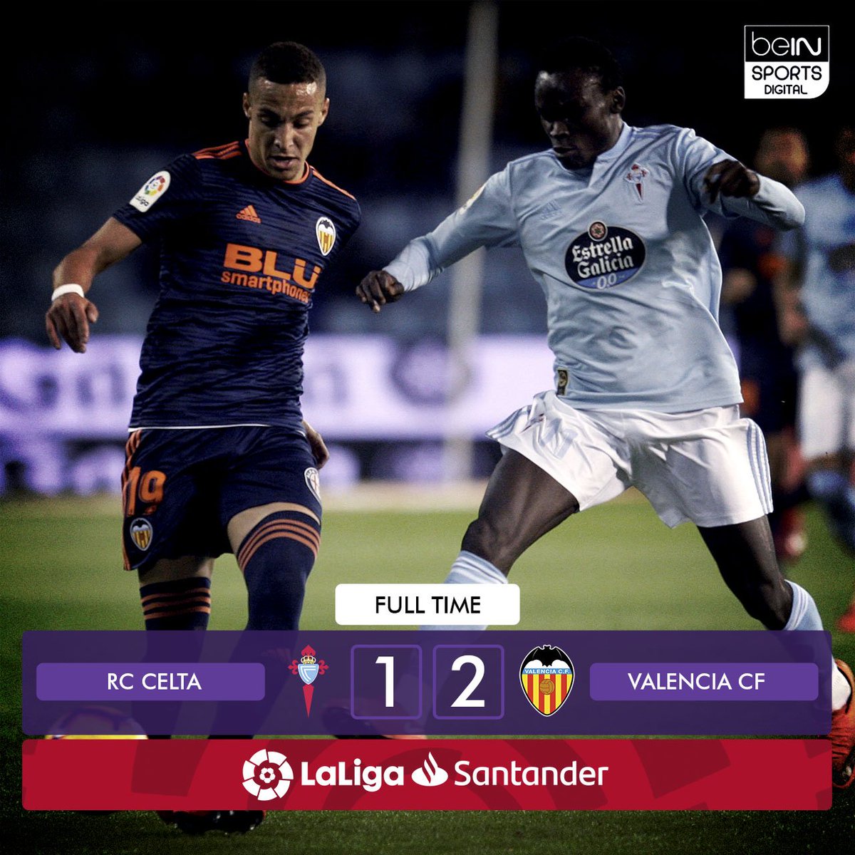 FINAL ⏱
@valenciacf_en come back to defeat @RCCelta at Balaidos 😳
#CeltaValencia