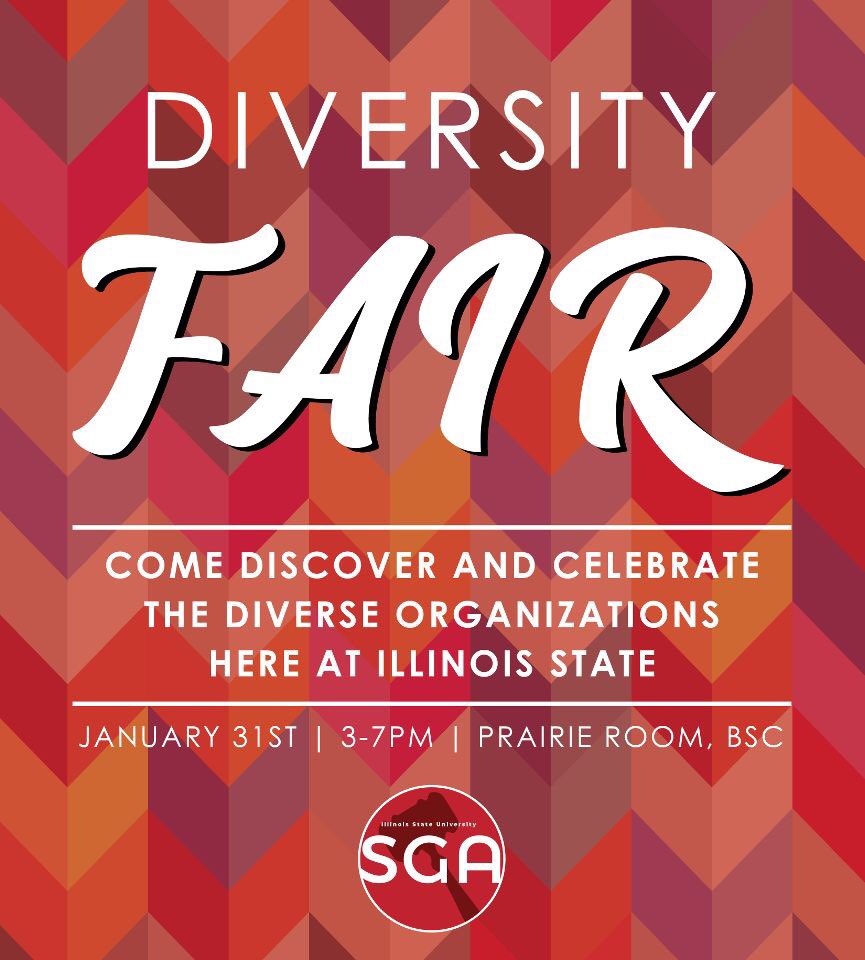 Come on out January 31st! If you’re an organization that wants to be apart of the fair sign up now! Let’s get together to celebrate and appreciate diversity here at ISU! 📍
<a href="/ilstusga/">Illinois State SGA</a> 
#ISU19 #ISU20 #ISU21 #ISU22