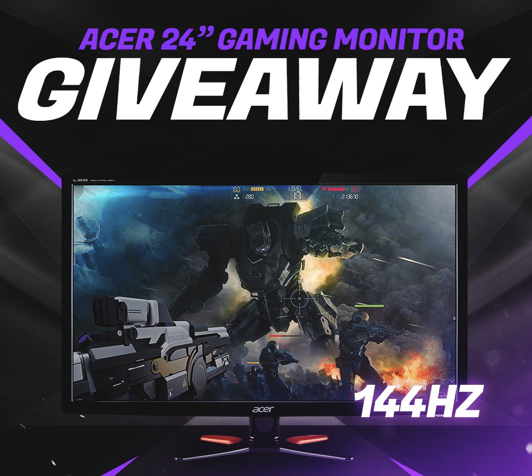 thestevemcgarry's tweet photo. Excited to announce the Acer 24"144Hz Gaming Monitor Giveaway!😀 Follow the instructions below and good luck👏

🎉 Acer 24" 144Hz Gaming Monitor Giveaway
👋 Tag Five Friends
💞 Retweet, Like &amp; Follow @stvmcg &amp; @hackcrypto 
🖱️ Click Here To Enter: https://t.co/JRGGQOUMlU https://t.co/yLpIhNeOPQ