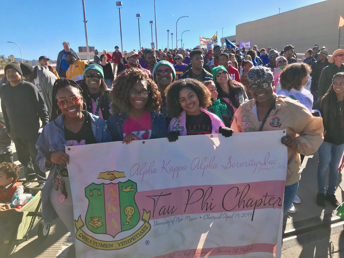 TauPhiAKA's tweet photo. Today members of Tau Phi participated in the 2019 MLK Jr. Walk💕 #TauPhiAKA #NMAKAs #AKA1908 #SensationalSouthCentral #EXCELLENCE #MLKMarch #ABQD9 https://t.co/7xcRqx9x2l