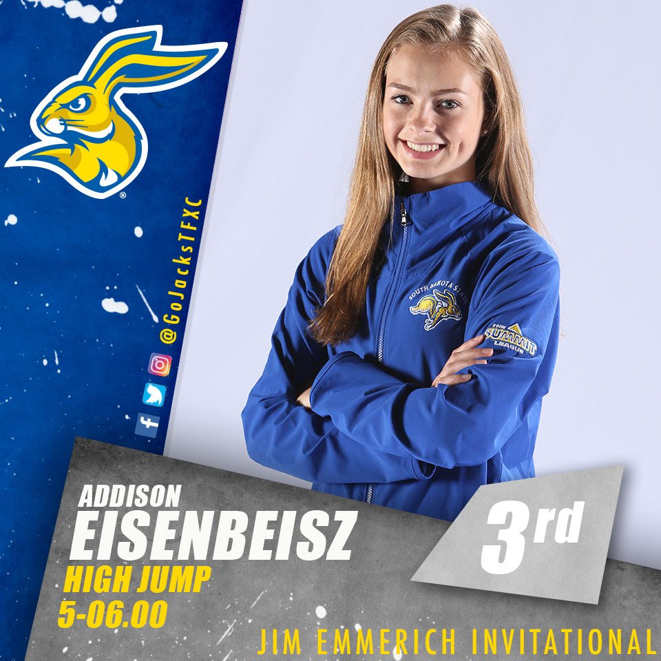 GoJacksTFXC's tweet photo. High Jump - Women - Finals 
3. Eisenbeisz, Addison (5-06.00)
7. Holtz, Chloe (5-04.25)
10. Mingo, Madison (5-00.25)
14. Stevens, Lynsey (4-08.25)

#GoJacks | #JimEmmerichInvite https://t.co/0UGHbS6zem