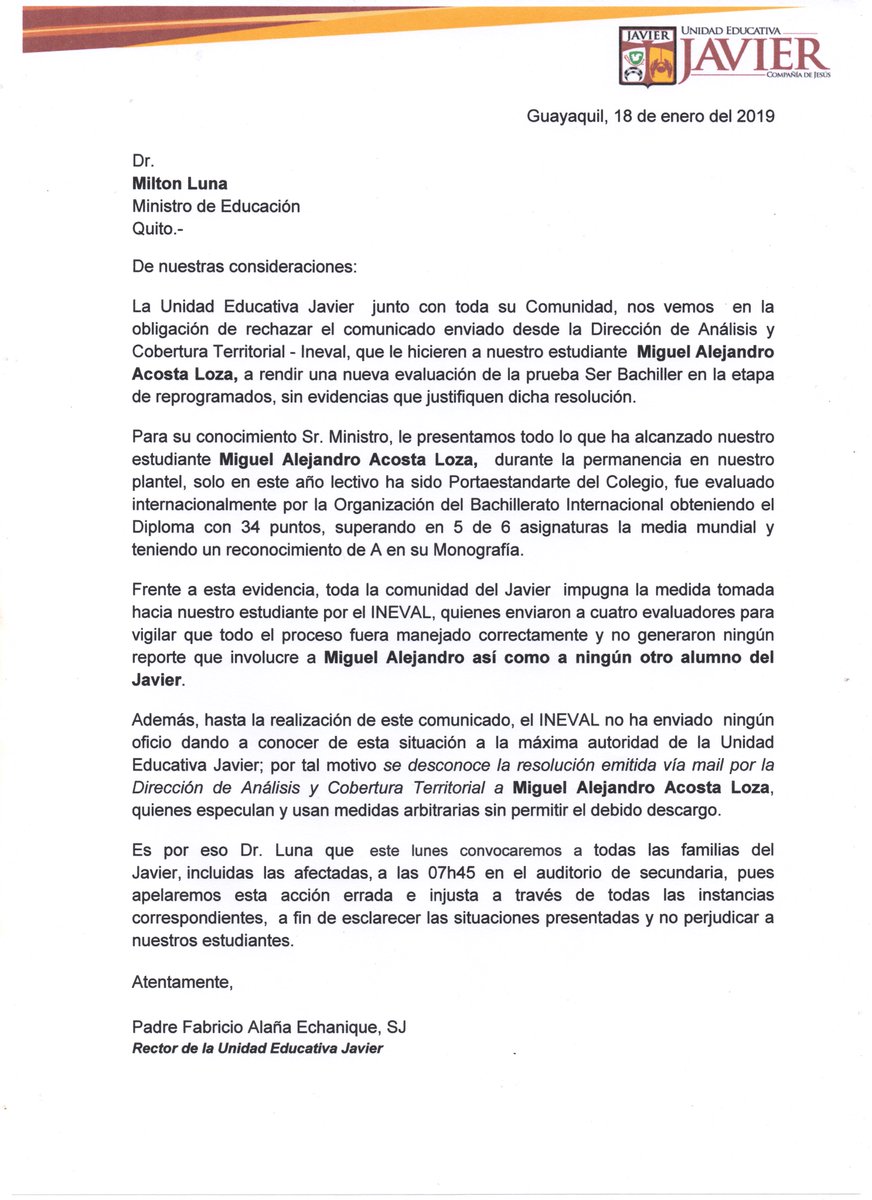 Unidad Educativa Javier tweet media