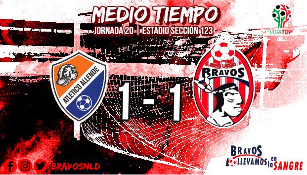 ⏱MEDIO TIEMPO | #ALLE 1-1 #BFC
34’⚽️ @BlanquiGol
Primeros 45mins, en donde nos vamos al descanso empatados.
Sigue nuestra transmisión por BRAVOS FC.
#LollevamosEnLaSangre🇦🇹