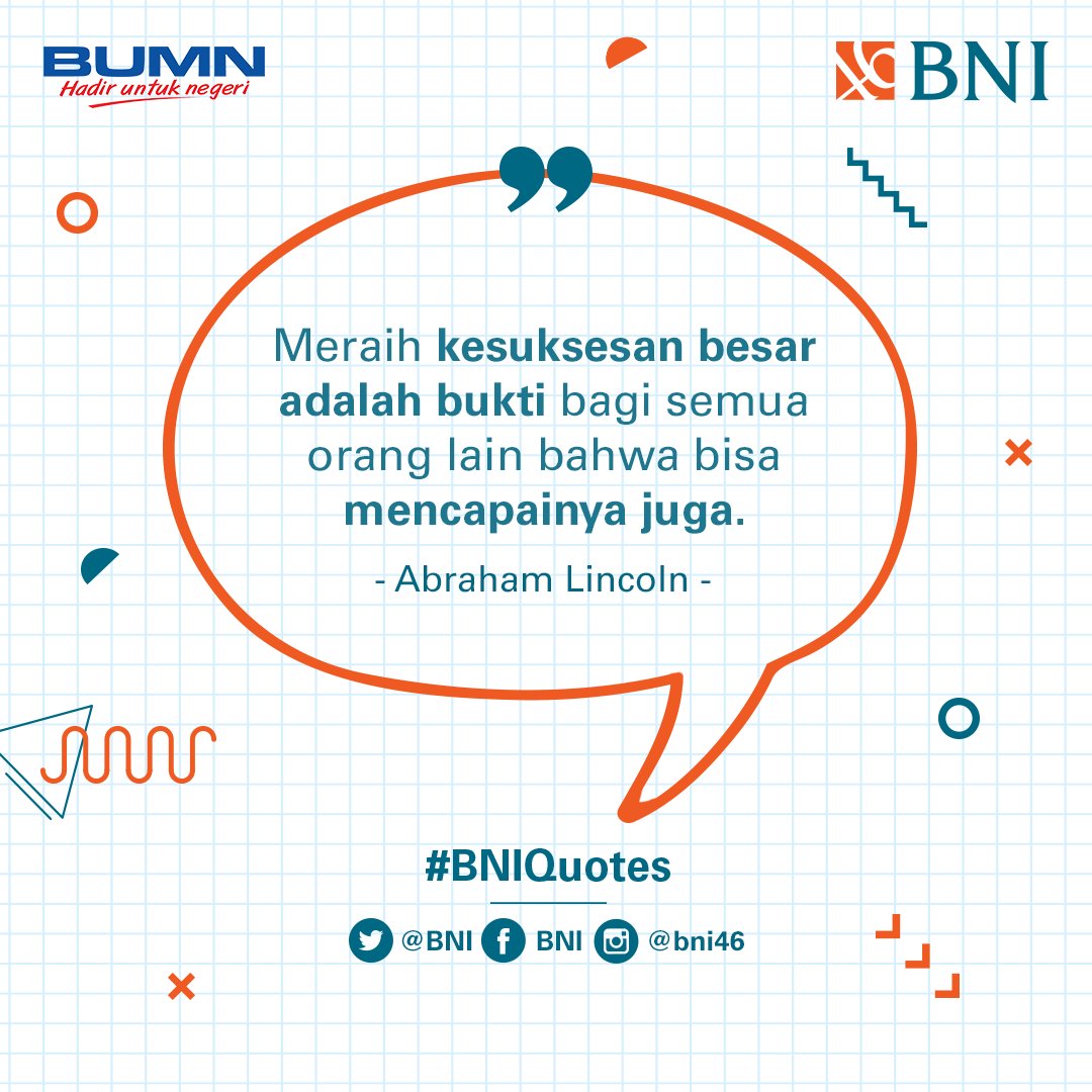 BNI's tweet photo. Jangan takut untuk berusaha, karena semua orang bisa mencapai kesuksesan. #BNIQuotes https://t.co/gd7Xkwnzp6