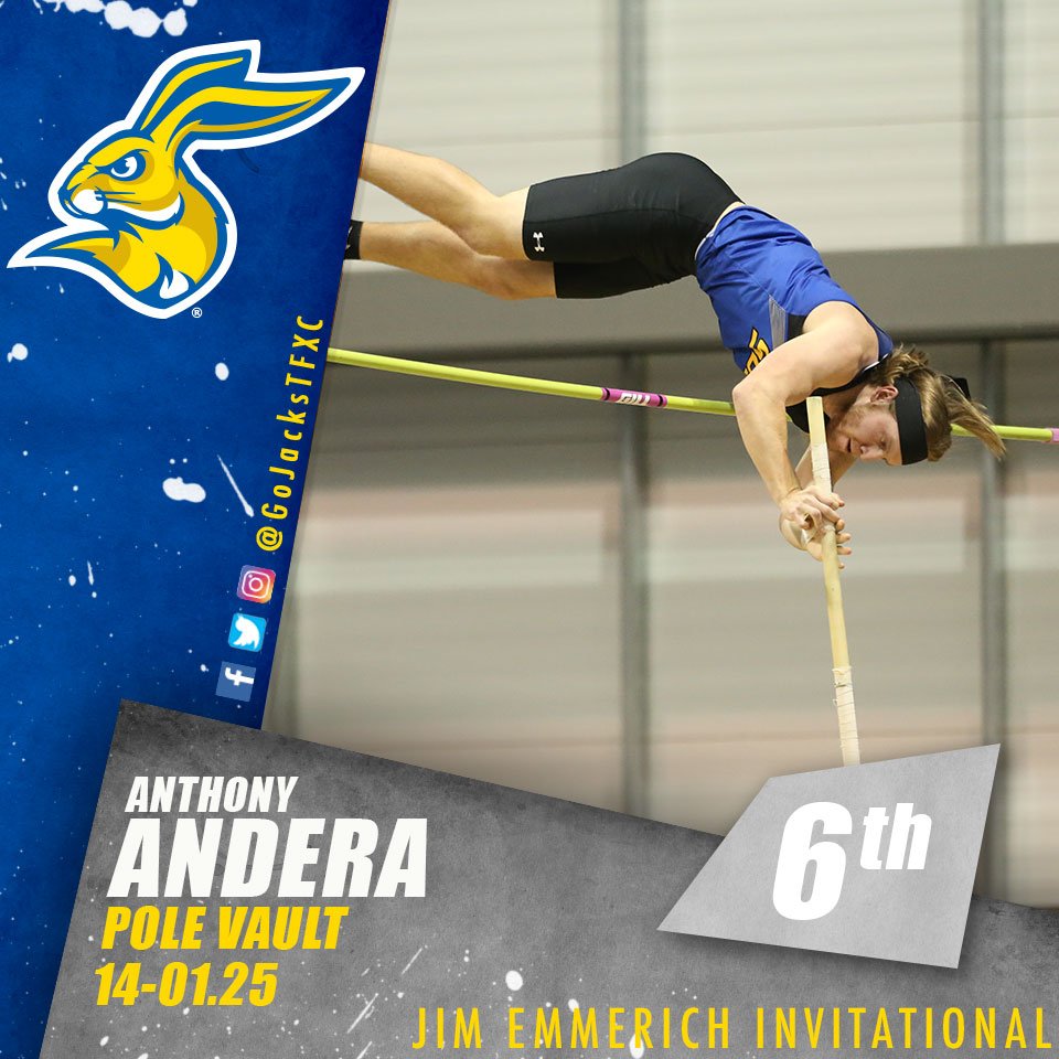 GoJacksTFXC's tweet photo. Pole Vault - Men - Final
6. Andera, Anthony (14-01.25)
7. Hieber, Evan (14-01.25)
8. Bates, Peter (12-07.50)
--. Francom, Trent (NH)

PR for Hieber - increased his best by 8.00 inches! 

#GoJacks | #JimEmmerichInvite https://t.co/9sYOXRANMD