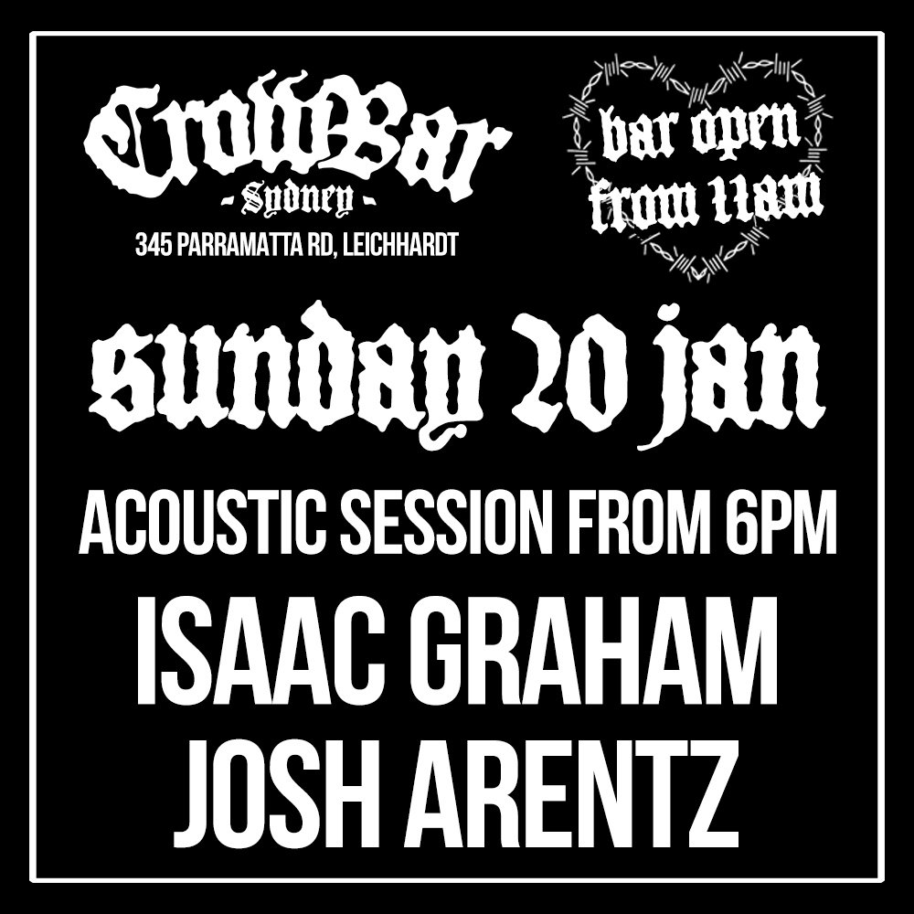 TONIGHT! FREE ENTRY! 🍻
 
We're back with our Sunday Acoustic Sessions! Bar open from 11AM, live acoustic jams from 6PM with  Isaac Graham and Josh Arentz. 

The cute cooks from @mvrdereats will be slinging plant based treats too. 🍔🍟