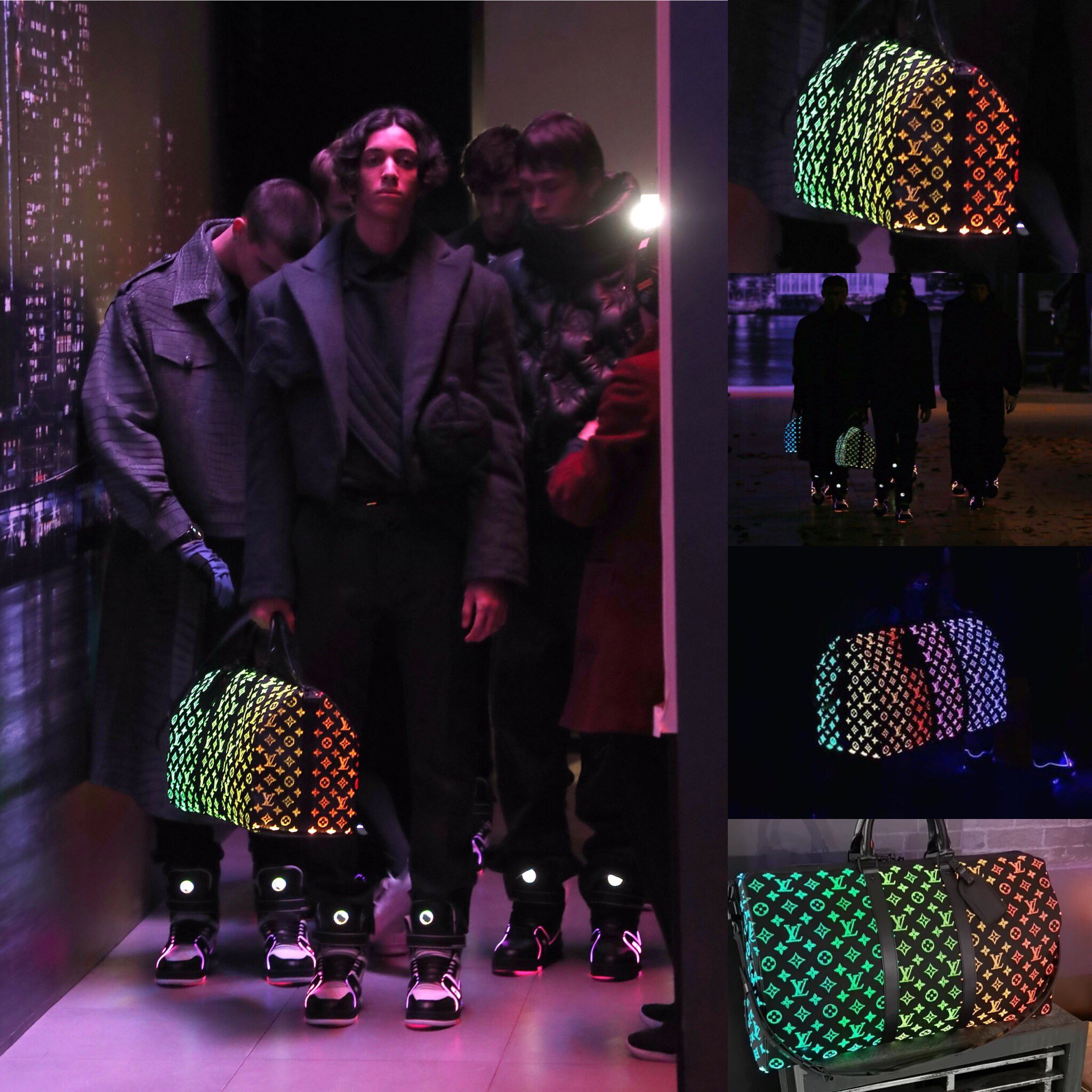 Personal Shopper on "OMG Louis Vuitton just gave us something we didn't know we needed: a glow-in-the-dark Louis Vuitton Monogram Duffel Bag. The bags contain fiber optic lights. #louisvuitton #lv #virgilabloh #