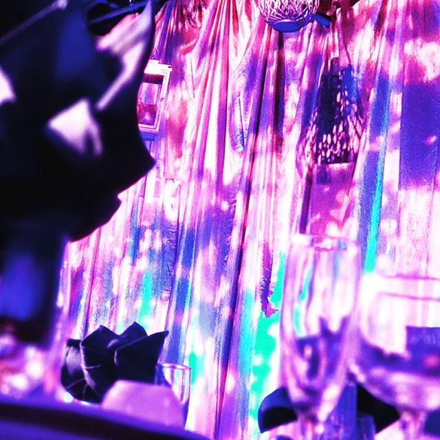 A little artistic shot of a dinner I am doing lights for.

#lighting #dinner #slochamber #purple #blue #gobos #glass #gold