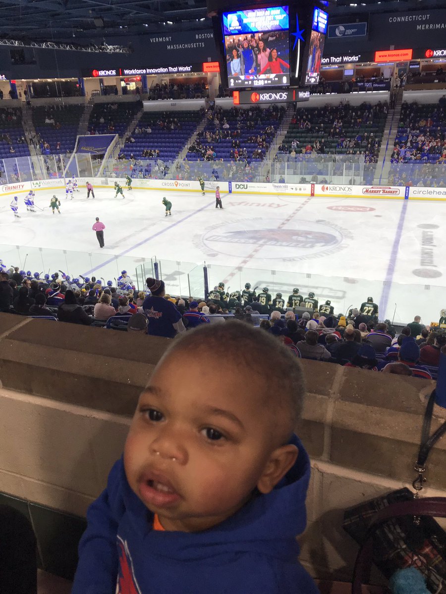 RideTheEast's tweet photo. Great couple nights of college hockey. Myles got to see both of his favorite teams come out with wins. @RiverHawkHockey and @UNHMHOCKEY. He even came away with a Merrimack puck! @hockey_east  #wildhawkfan https://t.co/zBQYgFFmgL