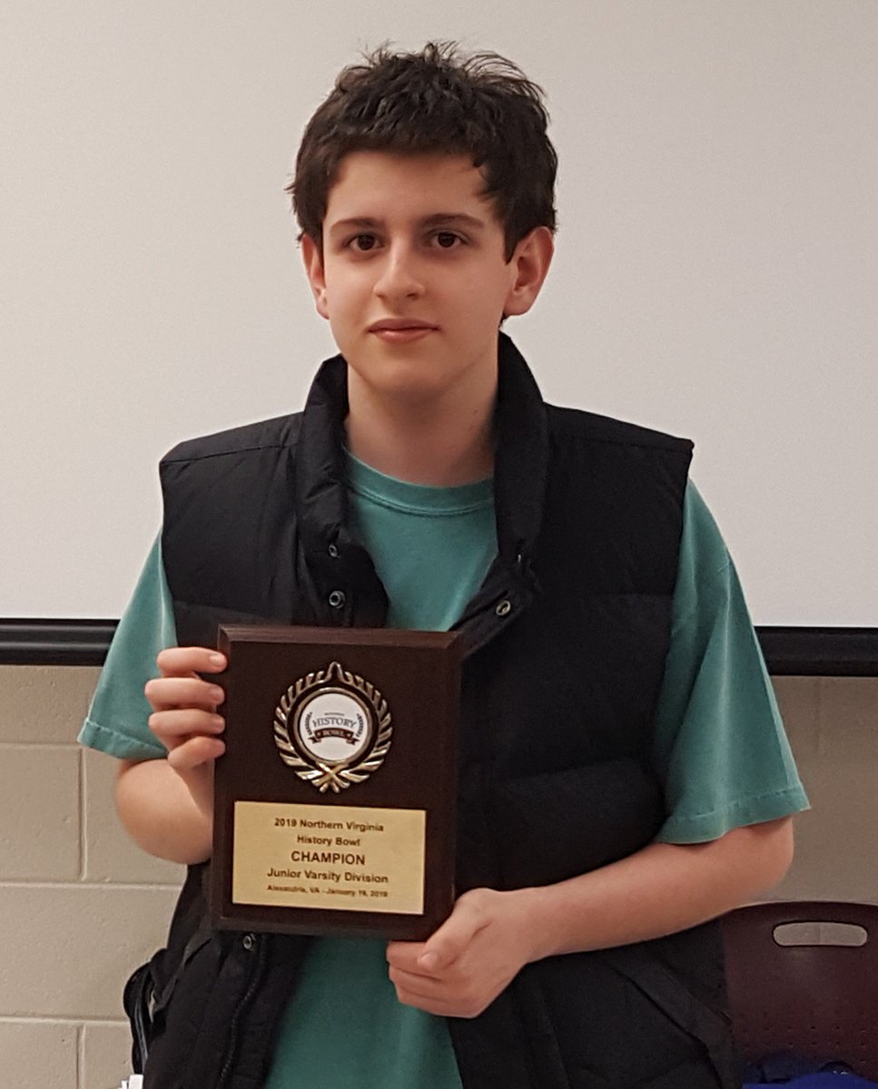 GoBIMsters's tweet photo. Justin Ward - Northern Virginia JV History Bowl Champion: 7-W / 0-L.
Justin Ward of #BASIS #McLean solos & sweeps an all multi-player team field at the Northern Virginia #History Bowl & Bee (#NHBB) Contest hosted by the always gracious #TJHSST - 1/19/2018. https://t.co/vIyl1eeMMY