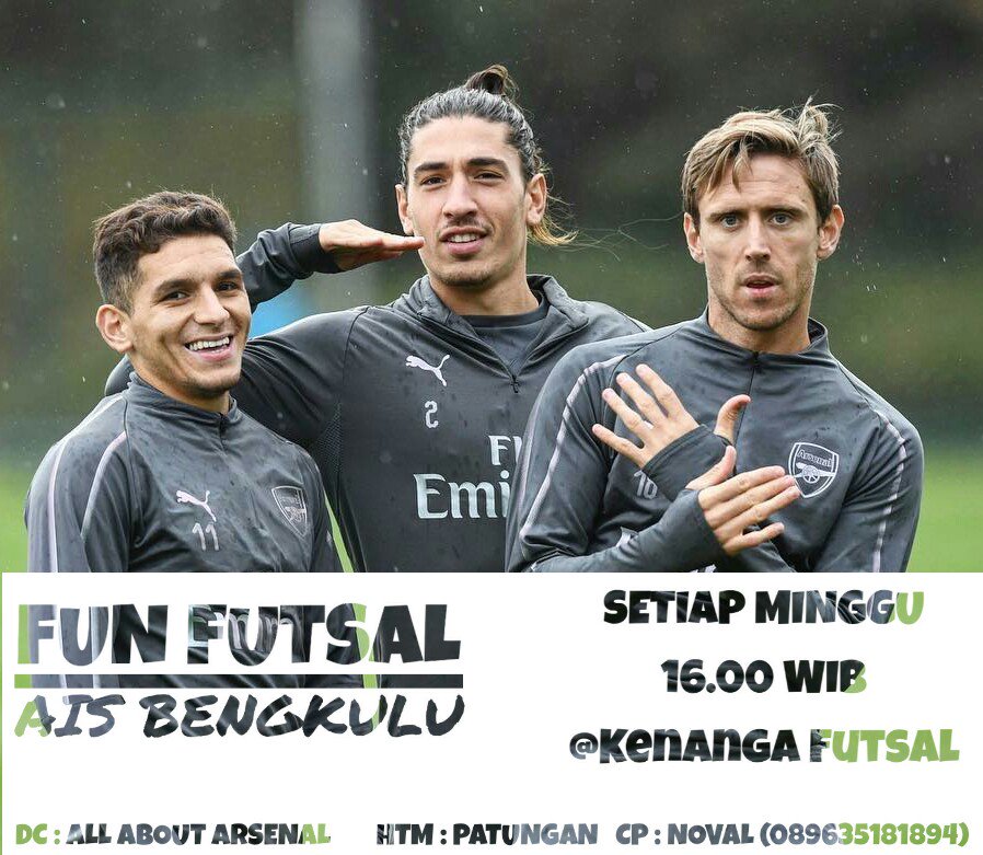 AIS_BKL's tweet photo. Yok kawan2 segalo ikut kegiatan rutin kito cak biaso #funfutsalaisbkl #futsalseruaisbkl jm 4 sore ko di Kenanga Futsal

Jgn lupo wajib pake baju Arsenal. Yg blm pernah join, dak usah malu2 bosq. CP : Noval (089635181894)

#VCC #COYG #ramaikan #carikeringat #futsalsore #futsalan https://t.co/1kHDULbI8C