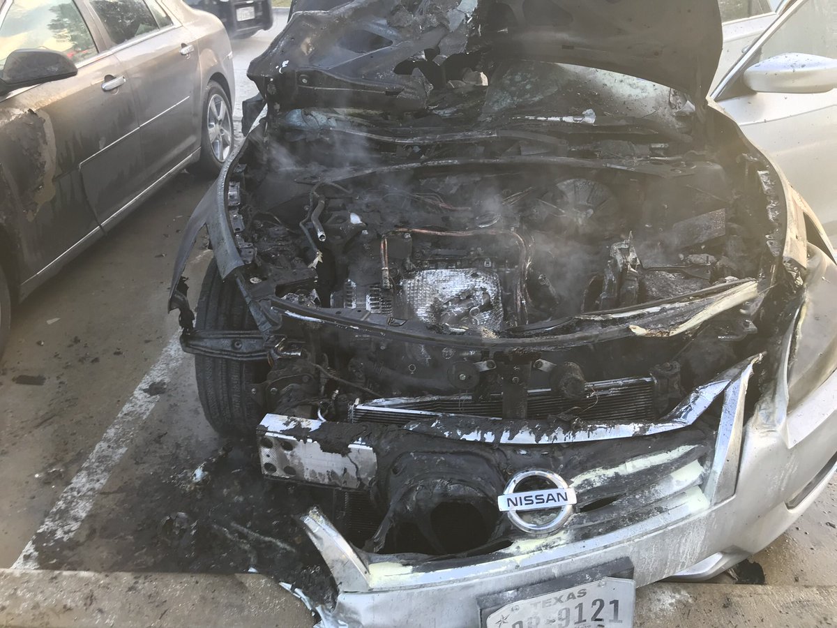 JoniLindbloom's tweet photo. Texas Nissan admitted it was their fault for burning up our car after an oil change.Dealership owner laughed in our face said he’s a business man and will not lose money. No remorse about the stress of having to purchase another car when we had ours paid off. @TexasNissan https://t.co/5Kb2GA7WtE