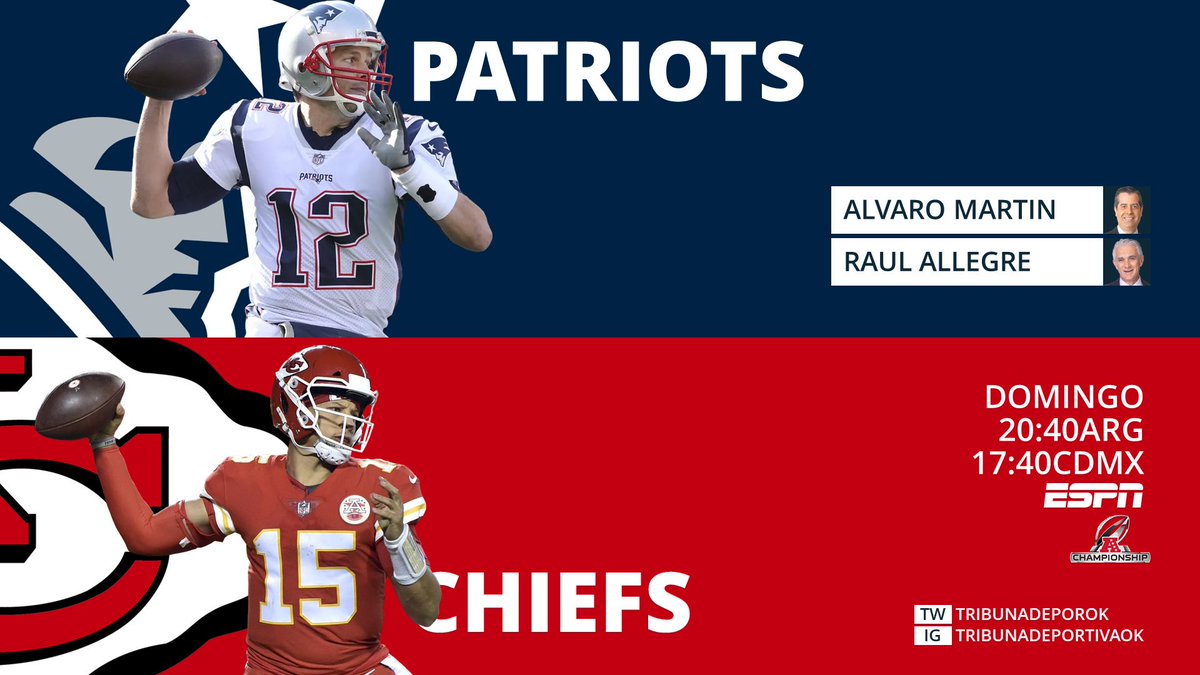 #NFL #Playoffs #AFCChampionship
#GoPats #EverythingWeGot #ChiefsKingdom #LetsRoll #NEvsKC
🎤 @AlvaroNFLMartin
🎤 @RaulAllegre
📺 #NFLxESPN