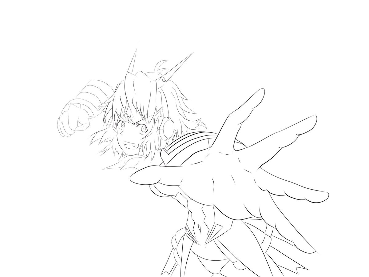 今日は線画ここまで終わらせた、明日以降また進めよう。
#イラスト練習 
