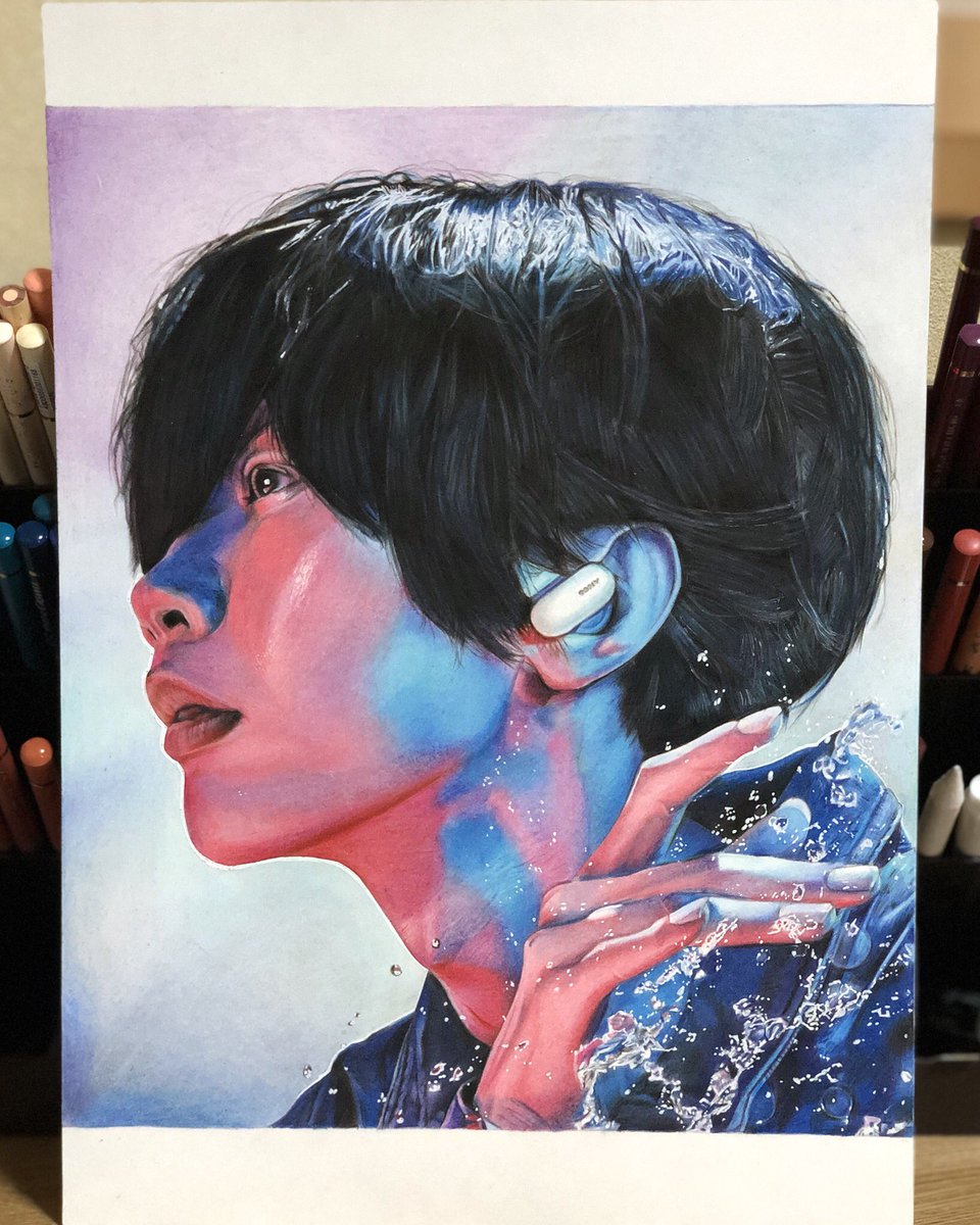 米津玄師さんを色鉛筆で模写させていただきました? #米津玄師 」