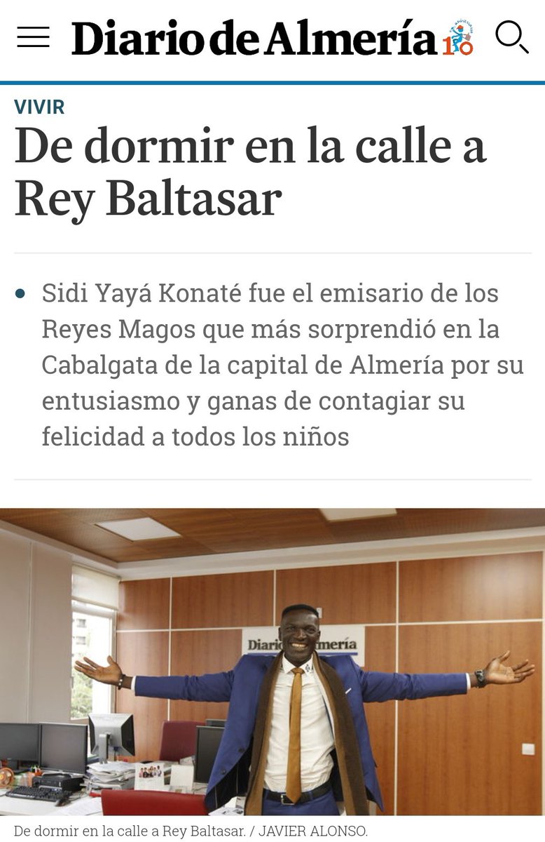 juandeque's tweet photo. Si fuiste a la Cabalgata de Reyes de Almería probablemente acabaste fascinado con Baltasar. Leyendo esta entrevista creo que deberíamos concederle el título de emisario perpetuo, bastón de mando incluido. https://t.co/YdBpX3iTxK