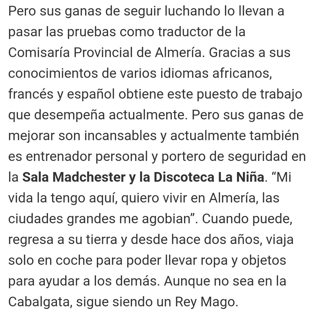 juandeque's tweet photo. Si fuiste a la Cabalgata de Reyes de Almería probablemente acabaste fascinado con Baltasar. Leyendo esta entrevista creo que deberíamos concederle el título de emisario perpetuo, bastón de mando incluido. https://t.co/YdBpX3iTxK