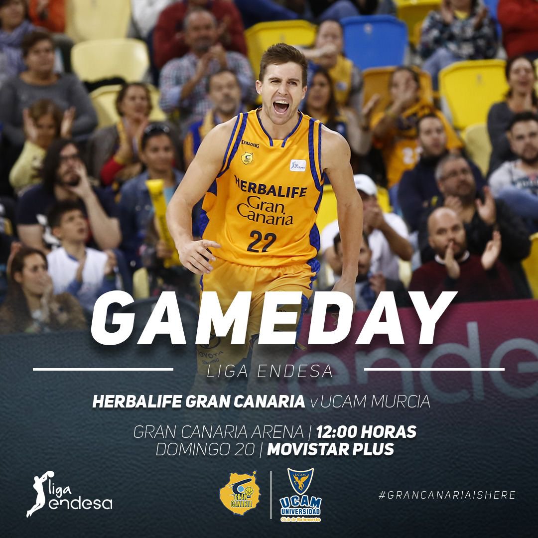 🏀 ¡DÍA DE PARTIDO!
📍 <a href="/GCArenaOficial/">Gran Canaria Arena</a>
⌚️ 12:00 horas
🆚 <a href="/UCAMMurcia/">UCAM Murcia</a>
📺 Movistar Plus
🏆 Liga Endesa, J17
✊ #GranCanariaIsHere
