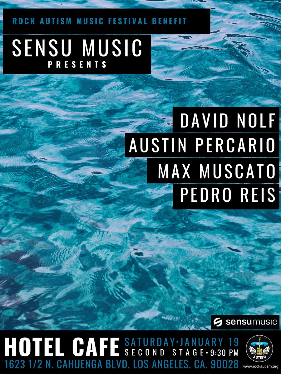 Incredibly excited for TONIGHT!!! 🎸🎤 🎫🤘 Come support these amazing artists and an important cause at our Sensu Music Presents: Rock Autism Benefit at The Hotel Café in #LosAngeles!! Doors open at 9:30pm!
.
.
.
#livemusic #losangeles #hollywood #thehotelcafe