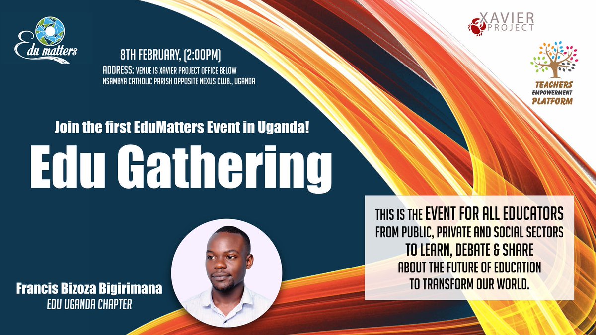EduMattersOrg's tweet photo. -EDU_Global: Events for Educators-
We are honored to announce the first EDU TEP Educators Gatherings in Uganda! In cooperation with TEP Teachers Empowerment Platform and @Xavierproj we are forming the future step by step.
#EDU_Matters #TEP #Xavierproj #Uganda #educators https://t.co/wFJgMI8iik