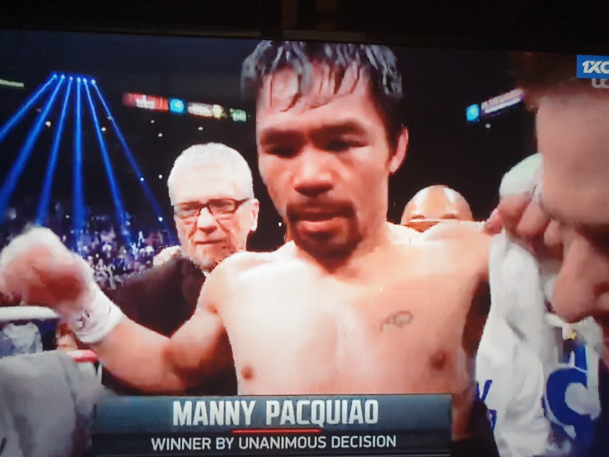 earlcebedo's tweet photo. Congratulations Manny Pacquiao, retains WBA Welterweight Title. Won by Unanimous Decision. #PacquiaoBroner https://t.co/TYBBSUg4Pr