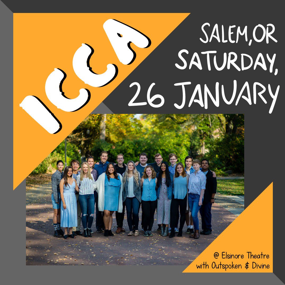 PowerChordOSU's tweet photo. Hi everyone! Next weekend, we will be competing at the ICCA, along with the two other groups from Oregon State. The competition will be taking place in Salem, OR at Elsinore Theatre at 7:00pm on January 26th, 2019! We hope to see you all there.
https://t.co/4mGUb8uFXp https://t.co/U4DakOiU5E