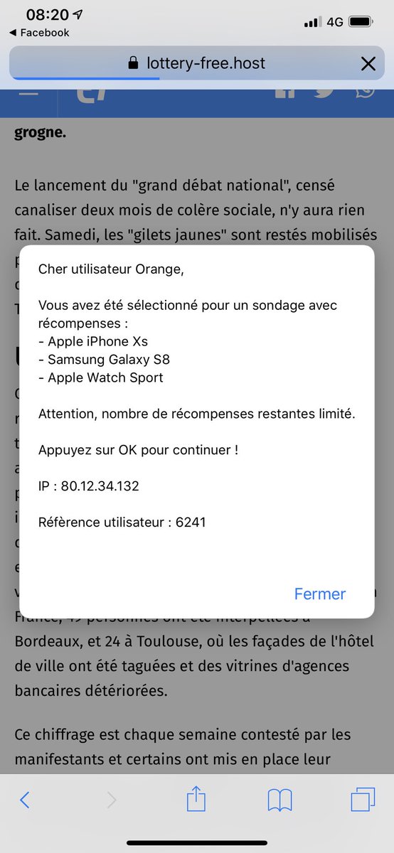 alexlefev's tweet photo. Bonjour,
Quelqu’un aurait il la solution pour éviter des redirections constantes sous SAFARi sur iphone? Est-ce un virus? @Apple #Apple @orange @Sosh_fr @MacGeneration 
Merci d’avance! https://t.co/IsaHsIAF5c