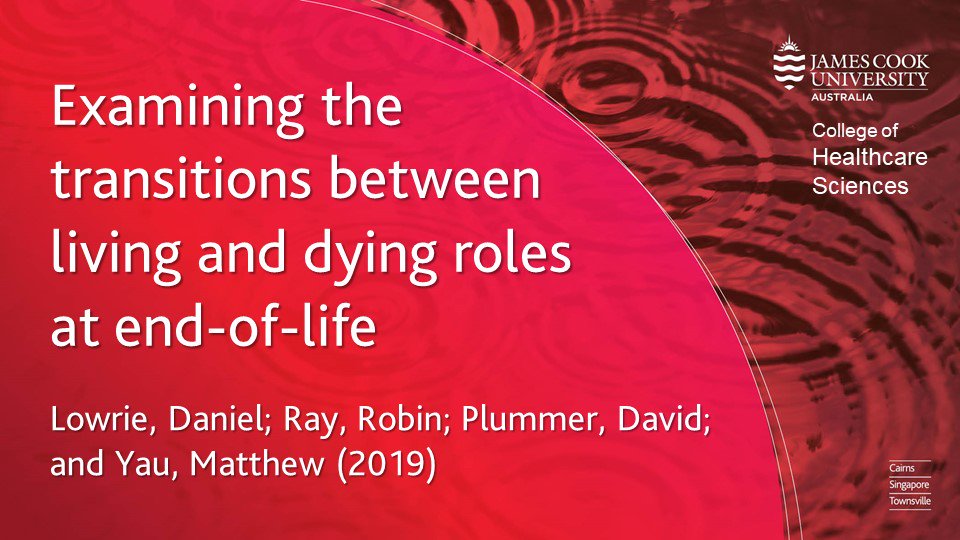 Recent <a href="/JCUCHS/">JCU College of Healthcare Sciences</a> publication: Examining the transitions between living and dying roles at end-of-life. researchonline.jcu.edu.au/56782/ #JCUOccupationalTherapy #research