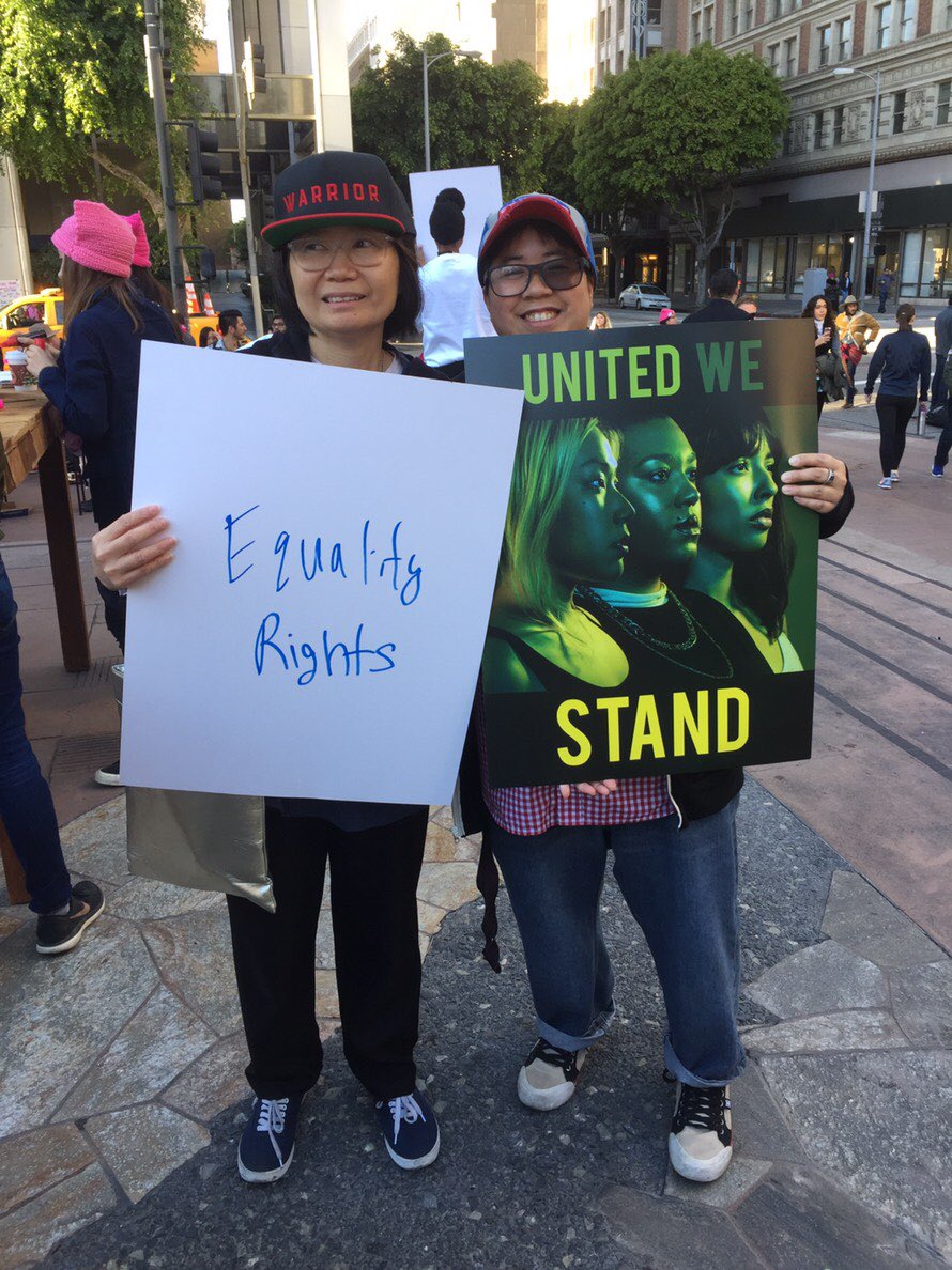 Ninethebeast's tweet photo. Me & my aunt is our first time to march for all women. We came to support and show our love for all the women to have all the equality rights (Womens March LA 2019) ✊🏿🙏🏻💛❤️⚡️ #WomensMarchLA #WomensMarchLA2019 #WomensMarch #WomensMarch2019 #WeMarchFor #WhyWeMarch #TimesUp #MeToo https://t.co/Zonh5b7GS8
