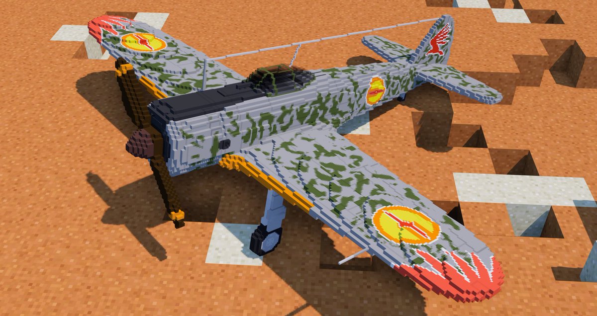 Uran 3dリソースパックで一式戦闘機隼を作りました 荒野のコトブキ飛行隊バージョンと普通バージョン２種類の塗装で作りました コトブキ飛行隊の戦闘シーンむっちゃいいのでみんなも見よう Minecraft
