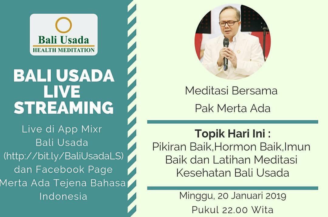 Mertaada's tweet photo. Meditasi bersama Pak Merta Ada secara LIVE via Facebook Page (klik: https://t.co/4JJsOdsftr dan klik like/follow) atau dengarkan melalui Mixlr app (Bali Usada) (https://t.co/LdsOiHbbmk) atau unduh Mixlr dari Playstore/Applestore, log in, cari akun Bali Usada &amp; follow. 
- sshb - https://t.co/TQ2yzR5bpJ