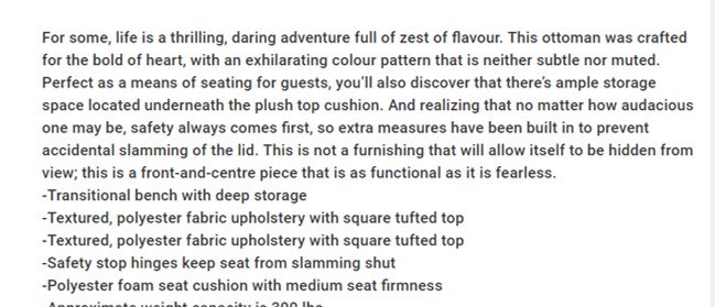 GeorgianComm's tweet image. I'm enjoying the writing style of the person who penned this product description for a storage ottoman.  Now, this is An Empowered Writer.