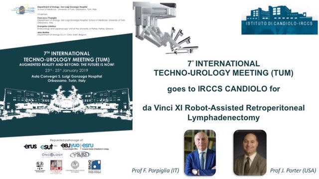 13th Techno-Urology Meeting (TUM) (@technouro) on Twitter photo #TUM19 goes to Candiolo Institute <a href="/fpoirccs/">Istituto di Candiolo - FPO IRCCS</a> where Prof. Francesco Porpiglia & Prof. James Porter will perform Da Vinci XI Robot-Assisted Retroperitoneal Lymphadenectomy on January 25th, 2019!
<a href="/EnricoCheccucci/">Enrico Checcucci</a> <a href="/DrTortolero/">Leonardo Tortolero</a> <a href="/AlbertoBreda1/">Alberto Breda</a> <a href="/alexmottrie/">Alex Mottrie</a> <a href="/ricautor/">Riccardo Autorino MD PhD FACS</a> #TUM19 goes to Candiolo Institute <a href="/fpoirccs/">Istituto di Candiolo - FPO IRCCS</a> where Prof. Francesco Porpiglia & Prof. James Porter will perform Da Vinci XI Robot-Assisted Retroperitoneal Lymphadenectomy on January 25th, 2019!
<a href="/EnricoCheccucci/">Enrico Checcucci</a> <a href="/DrTortolero/">Leonardo Tortolero</a> <a href="/AlbertoBreda1/">Alberto Breda</a> <a href="/alexmottrie/">Alex Mottrie</a> <a href="/ricautor/">Riccardo Autorino MD PhD FACS</a>
