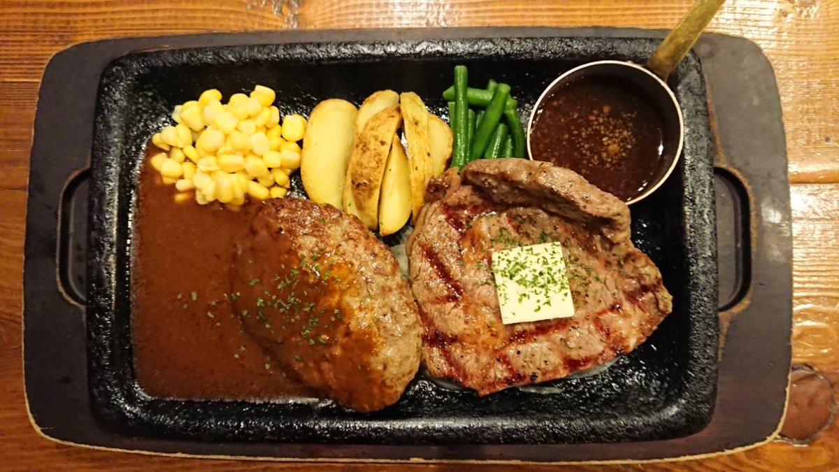 mming_niku's tweet photo. ミーイング！お得なランチ🎶
リブロースステーキ100g＋ハンバーグ150gランチが何と❣

🌟『1,400円』土日も同価格です🌟

是非お得なランチもご利用下さい☺
夜の部はお得な飲み放題1,000円も実施中❤

#仲町台
#ランチ
#ハンバーグ
#ステーキ
#横浜市営地下鉄ブルーライン https://t.co/NUVVQ95Ym5