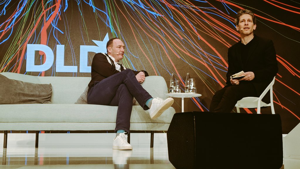 DLDConference's tweet photo. 'Media And Transformation In A Disruptive Environment' w/ Max Conze (CEO @P7S1Group) in conversation with @iRowan (Author &amp; Journalist) #DLD19 https://t.co/aT2rIUD89p