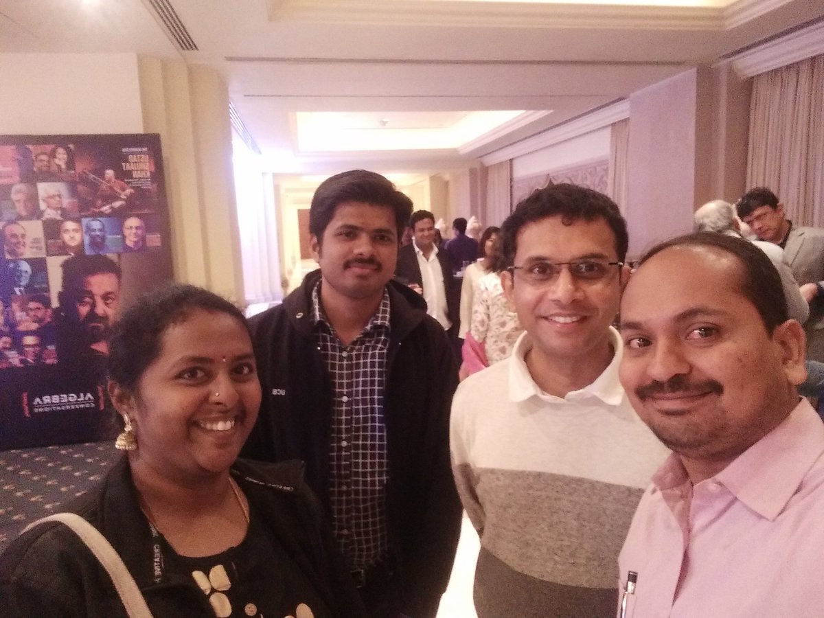 ENNKarthik's tweet photo. Wonderful evening with #legends Narayan Murthy, Rohan Murthy, Nobel laureate Venky Ramakrishnan #algebra #leelapalace https://t.co/2AXGA6vugH