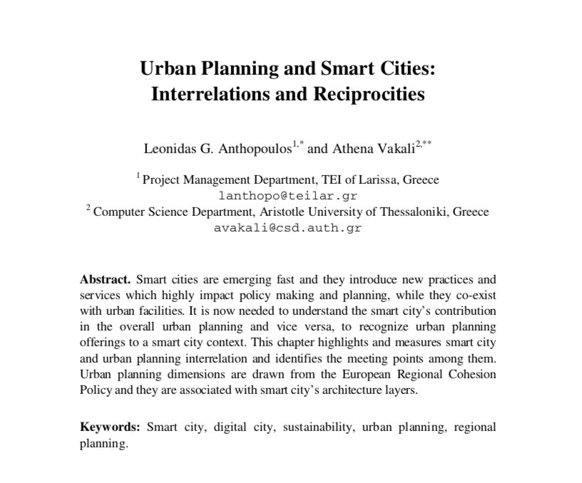 SmartSmallCity's tweet photo. 📖 #SmartSmallCityProject #ScholarSunday Rec. read:

We follow @AthenaVakali from @oswinds_auth @Aristoteleio because of her work on #smartcity/#bigdata/#ICT!

📖 her &amp; @lanthopo's '#UrbanPlanning &amp; #SmartCities: Interrelations &amp; Reciprocities' ➡️https://t.co/zEq6B2dkTq #Digital https://t.co/KQQ6lho4Hd