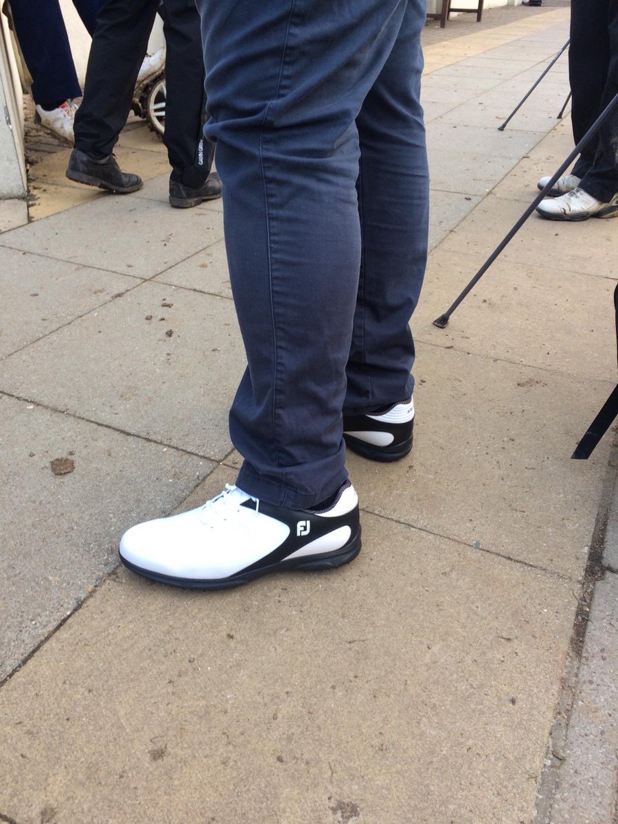 golfporter's tweet photo. Ben out gaming his new @FootJoy Arc shoes @EnfieldGC today! Not many companies do a size 14 off the shelf! https://t.co/e7HCh8gwm9