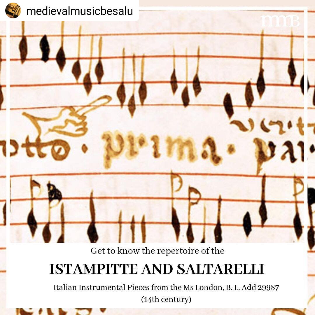 One weekend of fun with the Istampitte and Saltarelli.

Open to instrumentalists.

#14thcentury #medieval #renaissance #portativeorgan #harp #recorder #guitern #psaltery #vielle #lute #citole #percussion #notation #virtuoso #trecento 
More info at medievalmusicbesalu.com